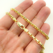 14K Solid Yellow Gold Diamond Cut Box Link Chain